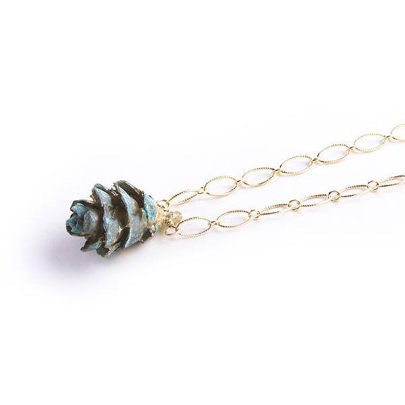 Blue Pinecone Necklace